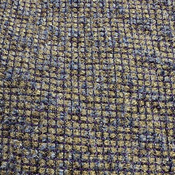 J. Crew Gold Metallic Sparkle Tweed Pencil Skirt Purple Gold Zip Front Size 10 - Picture 3 of 11